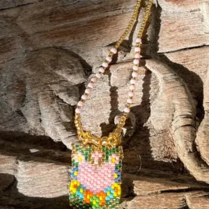 COLLANA CON PERLINE MIYUKI – CUORE ROSA BOHO CHIC