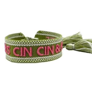 Bracciale "CHEERS CIN CIN & SALUTE" Verde e Lampone