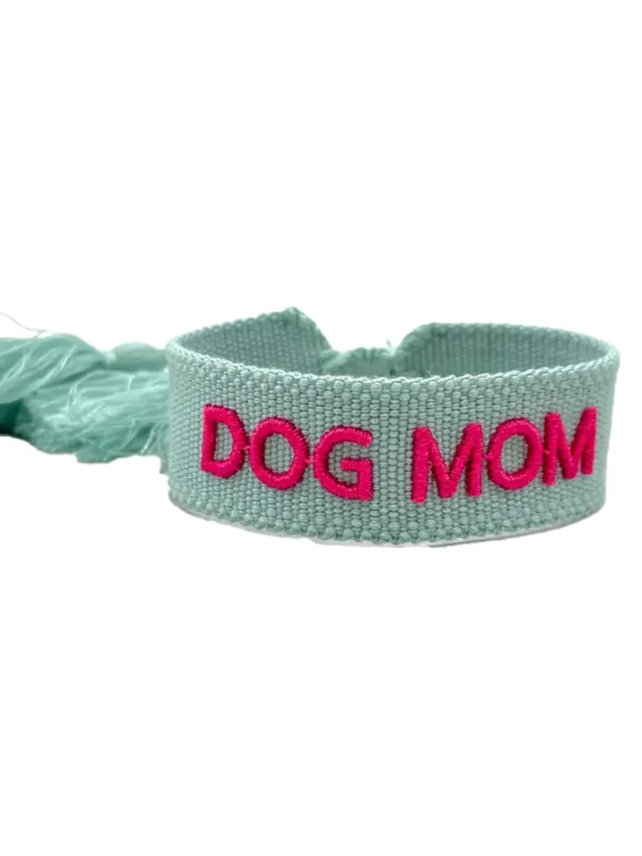 Bracciale “DOG MOM” Verde Acqua e Fucsia