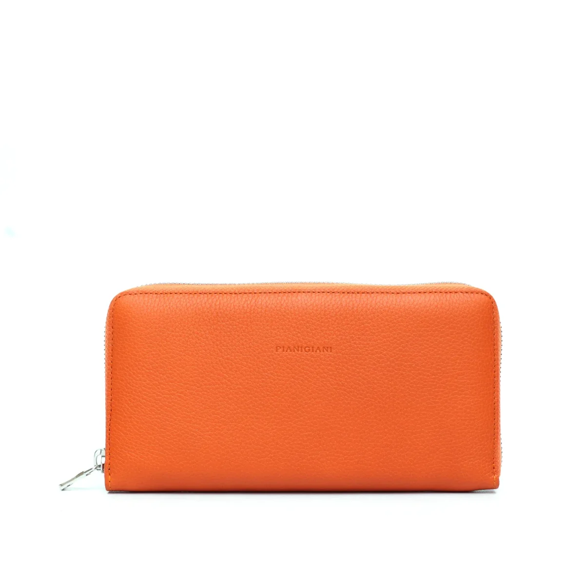 Portafoglio Zip in Pelle Arancio